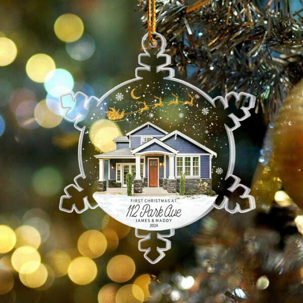 Snowflakes New Home Photo Ornament, Custom Our New Home Ornament, Housewarming Ornament Gift HH0511 - Image 3