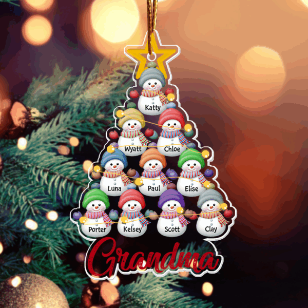 Snowman Kids Christmas Tree - Personalized Acrylic Ornament - Christmas Gift For Grandma, Mom, Family Members - Image 3