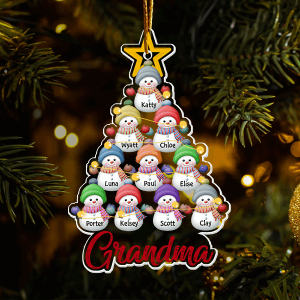 Snowman Kids Christmas Tree - Personalized Acrylic Ornament - Christmas Gift For Grandma, Mom, Family Members - Image 5