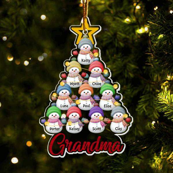 Snowman Kids Christmas Tree - Personalized Acrylic Ornament - Christmas Gift For Grandma, Mom, Family Members - Image 2