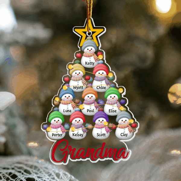 Snowman Kids Christmas Tree - Personalized Acrylic Ornament - Christmas Gift For Grandma, Mom, Family Members - Image 4