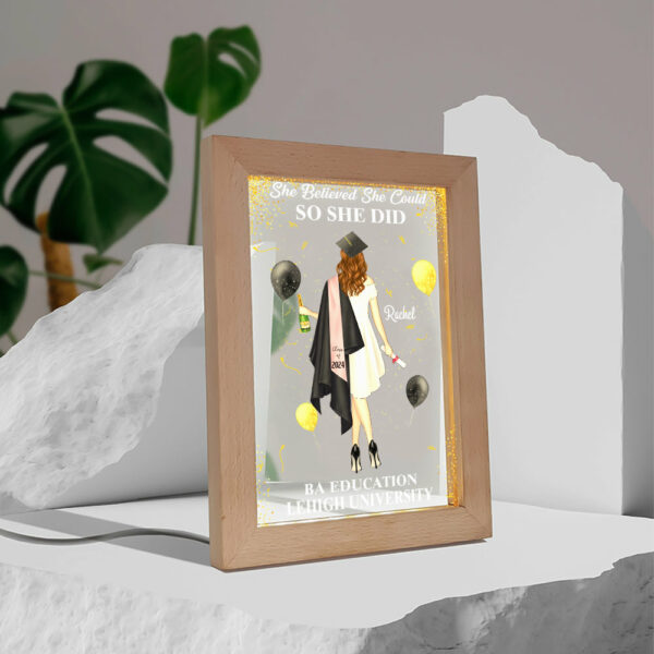 So She Did - Personalized Picture Frame Light Box - Custom Graduation Gift - Image 5