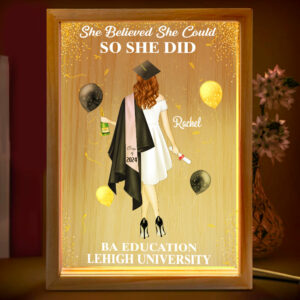 So She Did - Personalized Picture Frame Light Box - Custom Graduation Gift