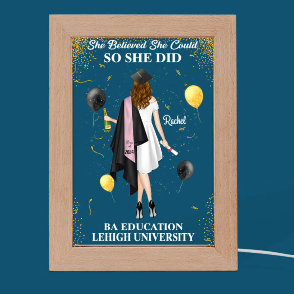 So She Did - Personalized Picture Frame Light Box - Custom Graduation Gift - Image 4
