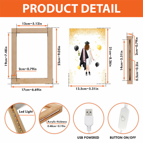So She Did - Personalized Picture Frame Light Box - Custom Graduation Gift - Image 6