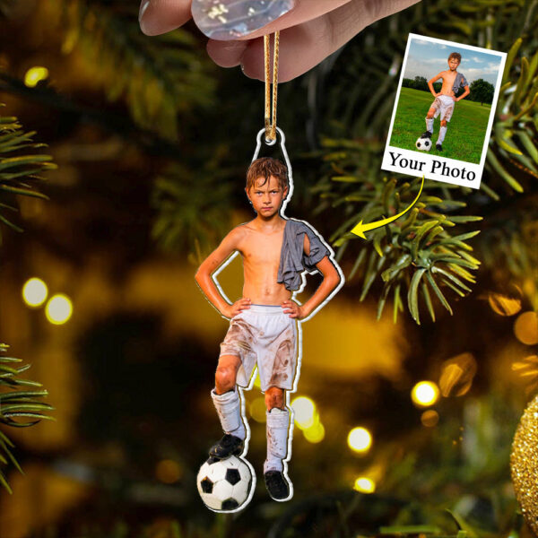 Soccer Player Son & Daughter Custom Photo Acrylic Ornament Gift For Soccer Lovers - Image 2