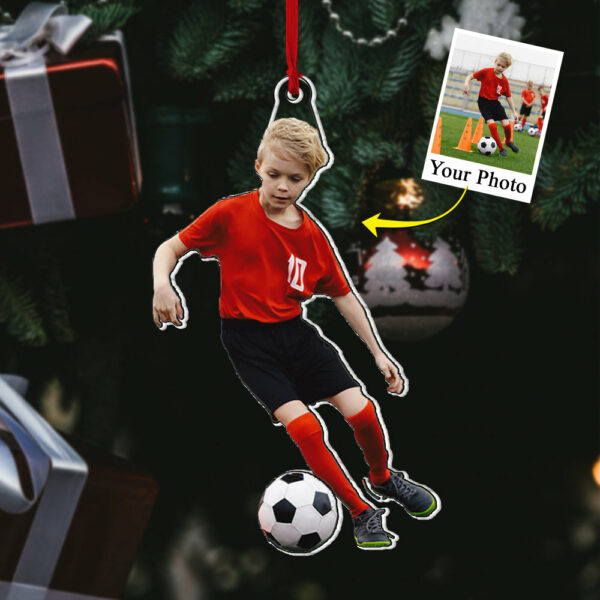 Soccer Player Son & Daughter Custom Photo Acrylic Ornament Gift For Soccer Lovers - Image 4