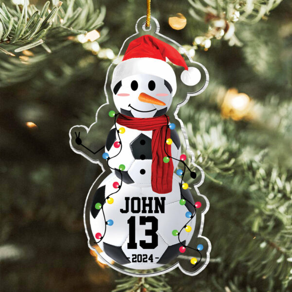 Soccer Snowman - Gifts For Players, Team, Boys - Personalized Acrylic Ornament - Image 4
