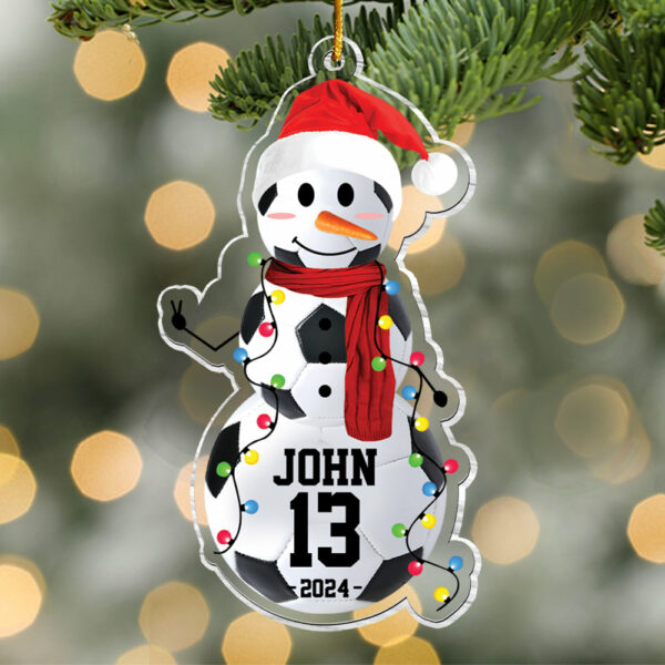 Soccer Snowman - Gifts For Players, Team, Boys - Personalized Acrylic Ornament - Image 2