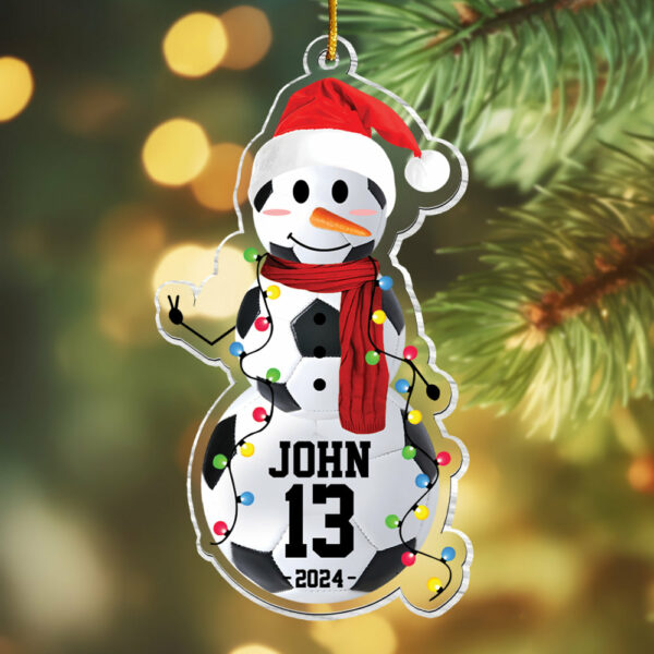 Soccer Snowman - Gifts For Players, Team, Boys - Personalized Acrylic Ornament