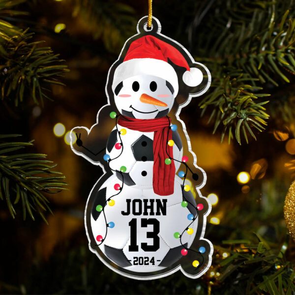 Soccer Snowman - Gifts For Players, Team, Boys - Personalized Acrylic Ornament - Image 6