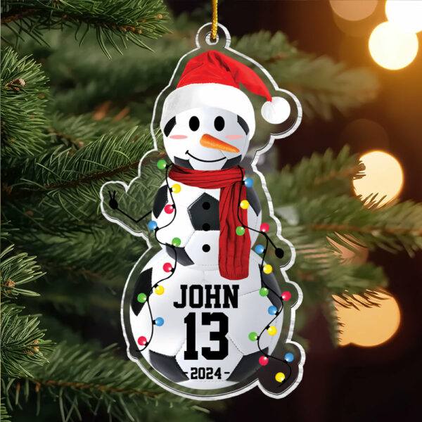 Soccer Snowman - Gifts For Players, Team, Boys - Personalized Acrylic Ornament - Image 5