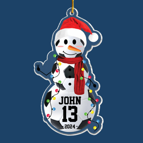 Soccer Snowman - Gifts For Players, Team, Boys - Personalized Acrylic Ornament - Image 3