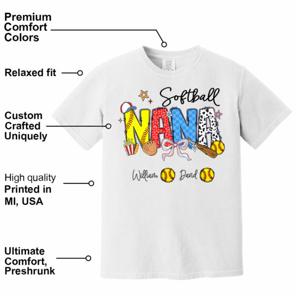 Softball Mama - Personalized Shirt Gift For Grandma - Image 3