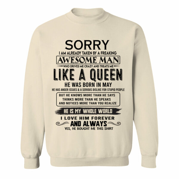 Sorry I Am Already Taken By A Freaking Awesome Man Born In May - Valentine Gift For Your Girlfriend, Wife - Image 5