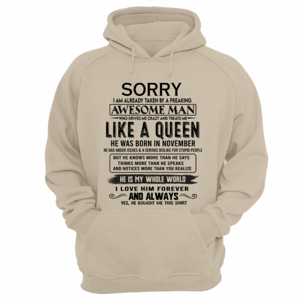 Sorry I Am Already Taken By A Freaking Awesome Man Born In November - Valentine Gift For Your Girlfriend, Wife - Image 9