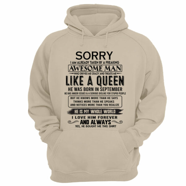 Sorry I Am Already Taken By A Freaking Awesome Man Born In September - Valentine Gift For Your Girlfriend, Wife - Image 9