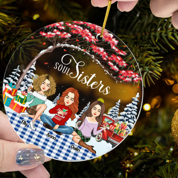 Soul sisters Personalized Besties Forever Christmas Acrylic Ornament - Image 5