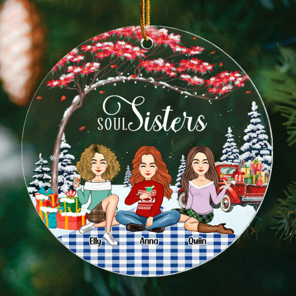 Soul sisters Personalized Besties Forever Christmas Acrylic Ornament - Image 4