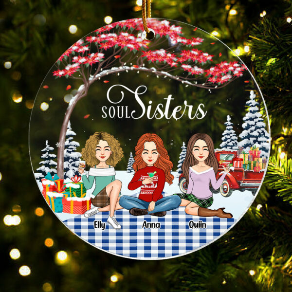 Soul sisters Personalized Besties Forever Christmas Acrylic Ornament - Image 3