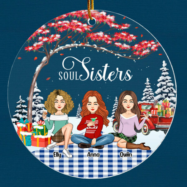Soul sisters Personalized Besties Forever Christmas Acrylic Ornament - Image 6