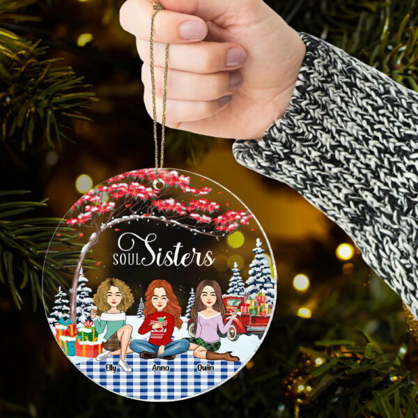 Soul sisters Personalized Besties Forever Christmas Acrylic Ornament - Image 2