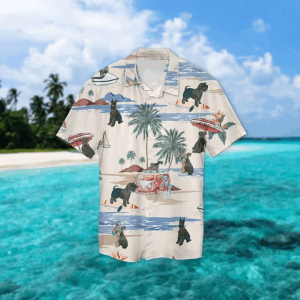 Standard Schnauzer Summer Beach Hawaiian Shirt, Hawaiian Shirts For Men Short Sleeve Aloha Beach Shirt - Image 2