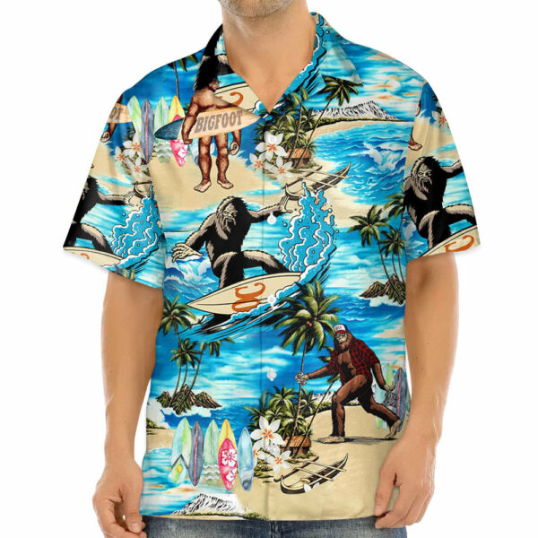 Summer 3D Bigfoot Hawaiian Shirt, Hawaiian Shirts For Men Short Sleeve Aloha Beach Shirt - Image 3