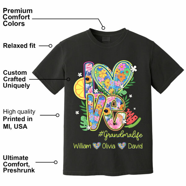Summer Love Grandmalife - Custom Nickname & Kid Names - Personalized Shirt Gift For Grandma NA04 - Image 7