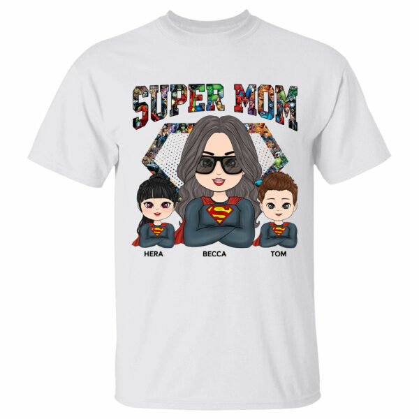 Super Mom Doll Woman And Kids Personalized Shirt - Image 2