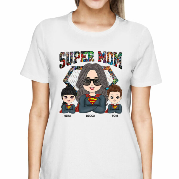 Super Mom Doll Woman And Kids Personalized Shirt - Image 3