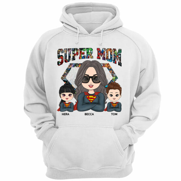 Super Mom Doll Woman And Kids Personalized Shirt - Image 4