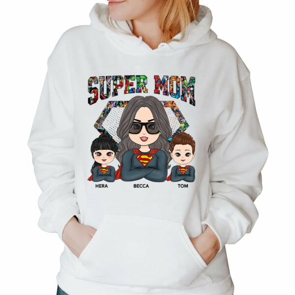 Super Mom Doll Woman And Kids Personalized Shirt - Image 5