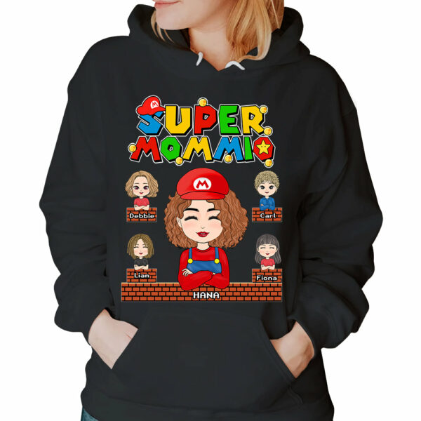 Super Mommio - Personalized Funny Shirt For Mom Aunt Grandma Custom Nickname With Kids - Image 5