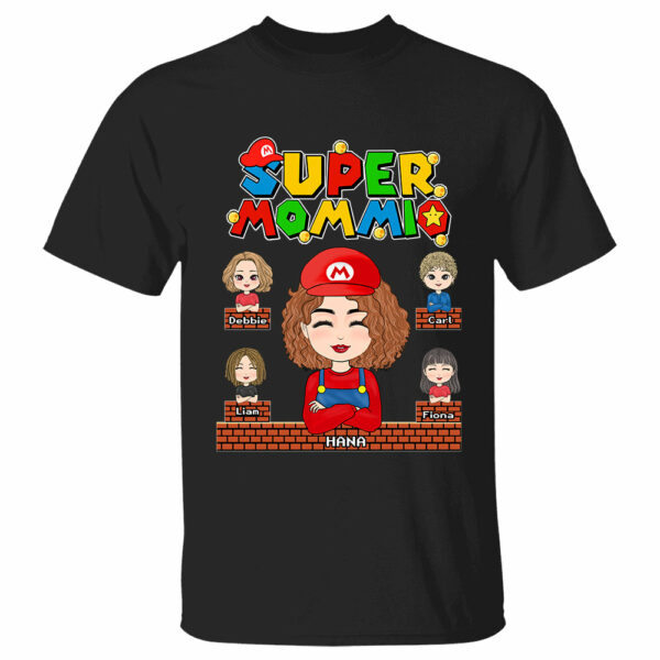 Super Mommio - Personalized Funny Shirt For Mom Aunt Grandma Custom Nickname With Kids - Image 3