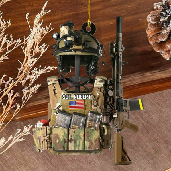 Tactical Gear Stand With Rifle Rack Christmas Ornament Custom Gift For Veteran H2511 - Image 6