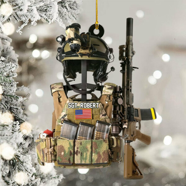 Tactical Gear Stand With Rifle Rack Christmas Ornament Custom Gift For Veteran H2511 - Image 8