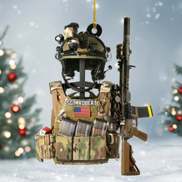 Tactical Gear Stand With Rifle Rack Christmas Ornament Custom Gift For Veteran H2511 - Image 5