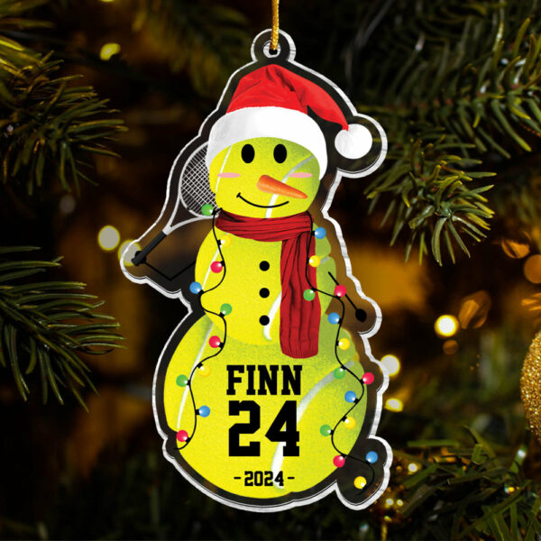 Tennis Snowman - Gifts For Players, Team, Boys - Personalized Acrylic Ornament - Image 4
