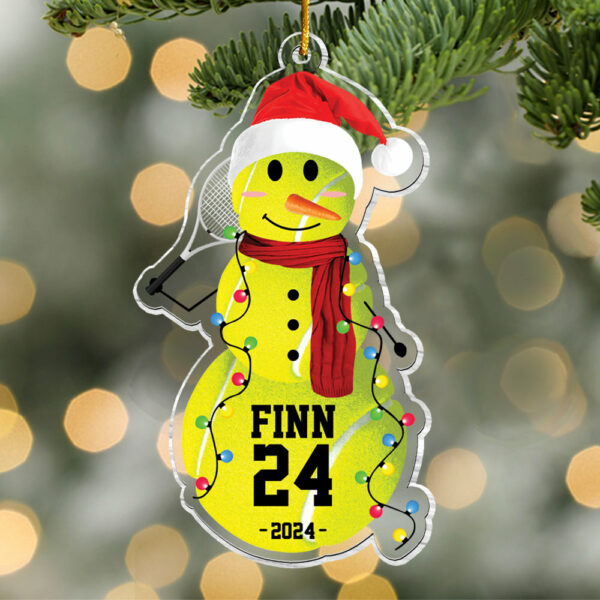 Tennis Snowman - Gifts For Players, Team, Boys - Personalized Acrylic Ornament