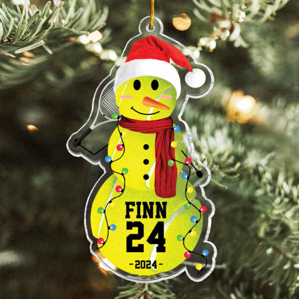 Tennis Snowman - Gifts For Players, Team, Boys - Personalized Acrylic Ornament - Image 6
