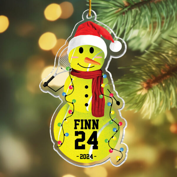 Tennis Snowman - Gifts For Players, Team, Boys - Personalized Acrylic Ornament - Image 2