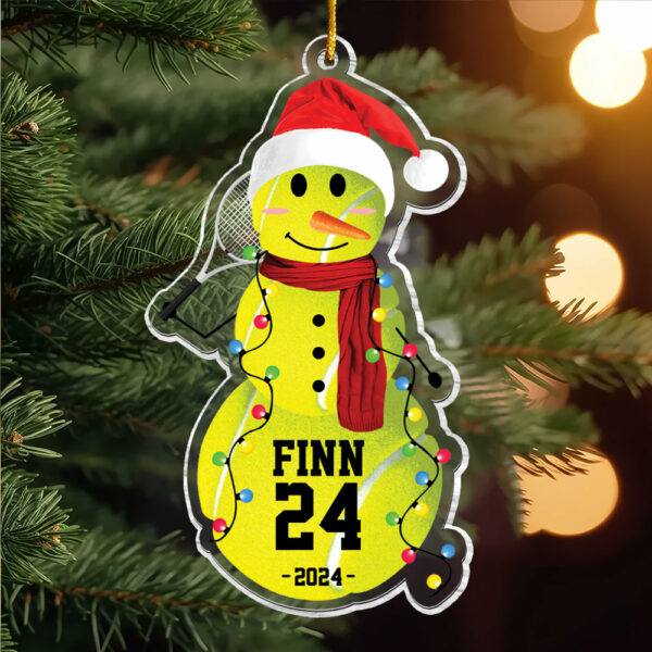 Tennis Snowman - Gifts For Players, Team, Boys - Personalized Acrylic Ornament - Image 3