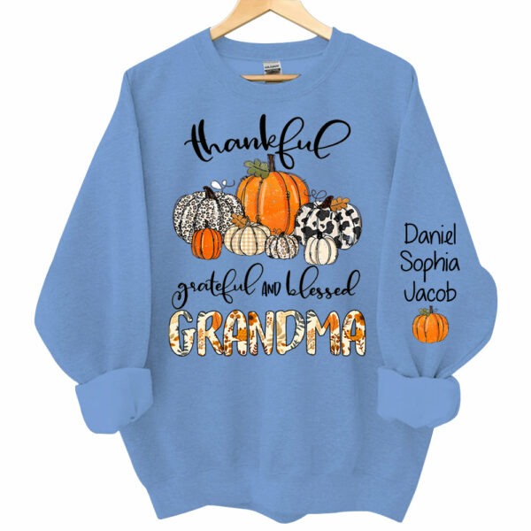 Thankful Grateful Blessed Grandma Personalized Sweatshirt - Image 11