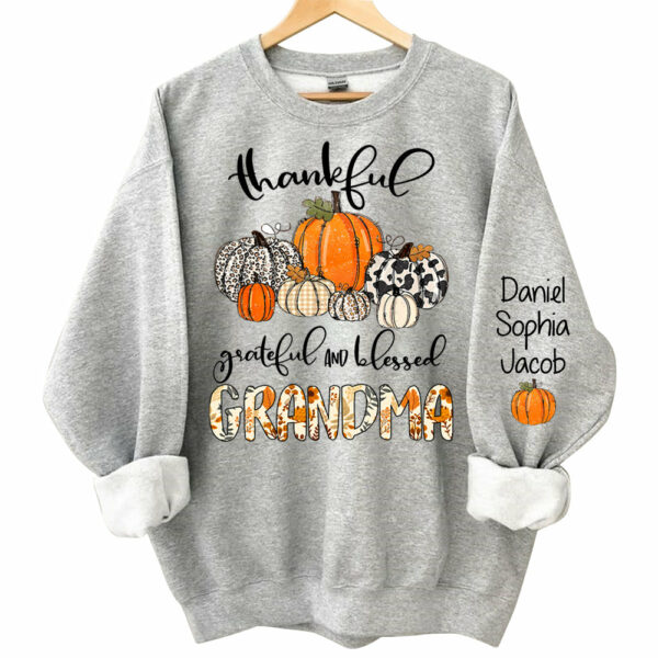 Thankful Grateful Blessed Grandma Personalized Sweatshirt