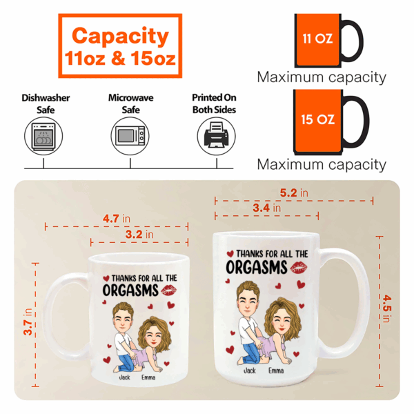 Thanks For All The Orgasms - Couple Personalized Custom Mug - Gift For Husband Wife, Anniversary - Image 6