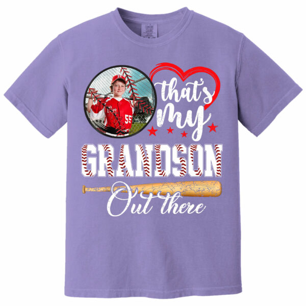 That's My Grandson Out There - Custom Upload Photo Baseball Shirt - Image 7