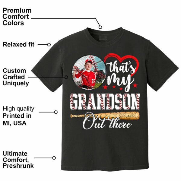 That's My Grandson Out There - Custom Upload Photo Baseball Shirt - Image 15