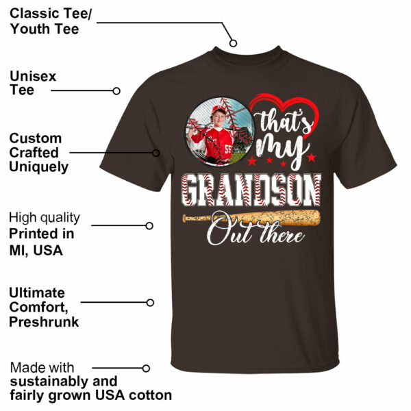 That's My Grandson Out There - Custom Upload Photo Baseball Shirt - Image 16