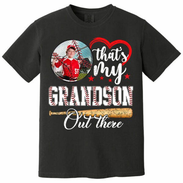 That's My Grandson Out There - Custom Upload Photo Baseball Shirt - Image 6